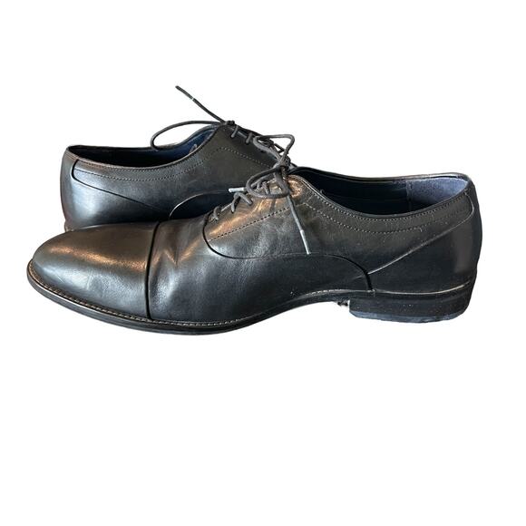 Johnston & Murphy Mens Size 13 Stockton Bal Cap Toe Black Leather Dress Shoes - Picture 1 of 8